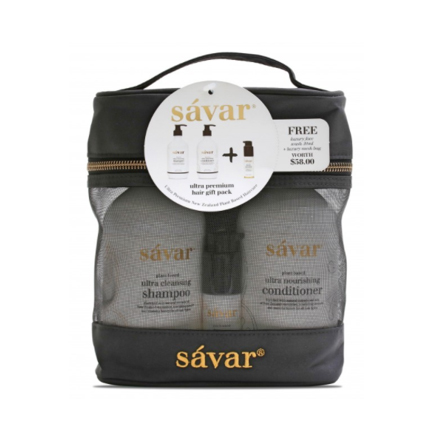 Savar 洗护发套装（洗发水500ml+护发素500ml+送奢华洗面奶30ml 化妆包 小样)